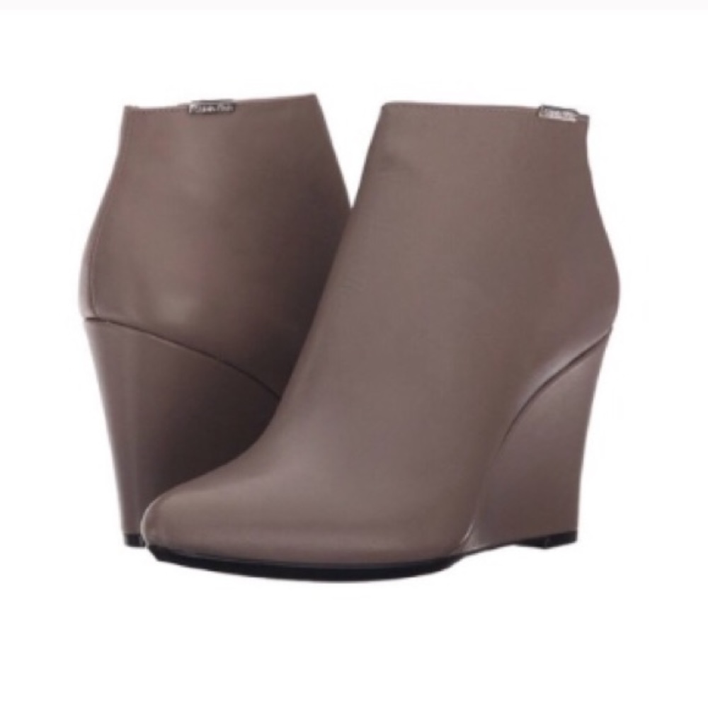 Calvin Klein Charlaine Leather Wedge Ankle Booties